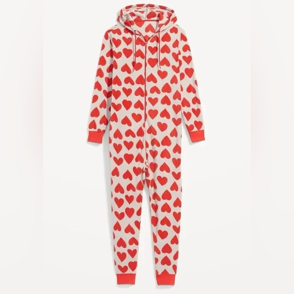 Old Navy Other - New. Old Navy Gender Neutral one piece valentine pajama with hoodie.